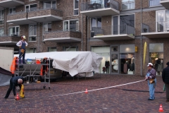 Fluitende bouwvaksters op de Tilburgse markt
